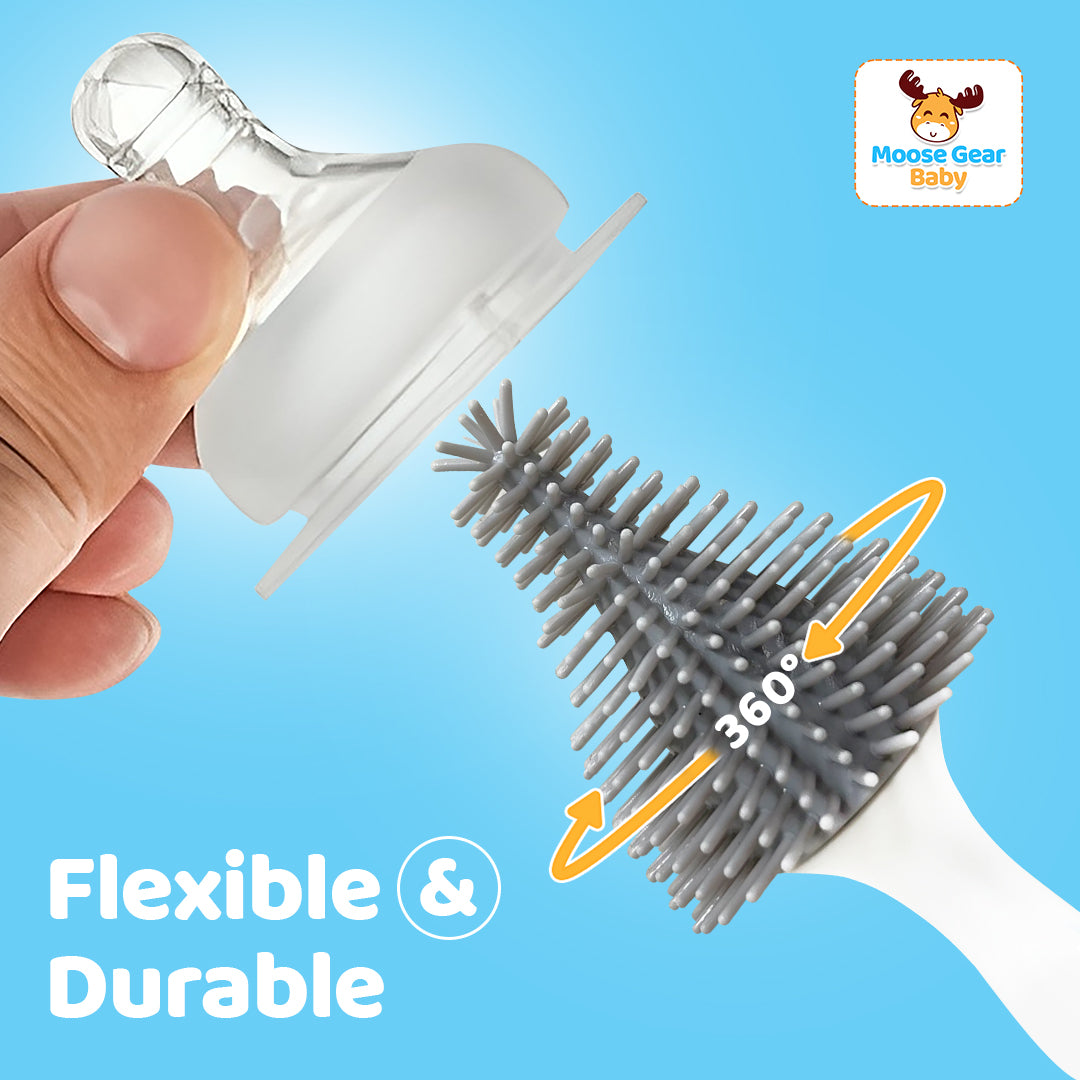 Moose Gear Baby 3-in-1 Silicone Baby Bottle Brush