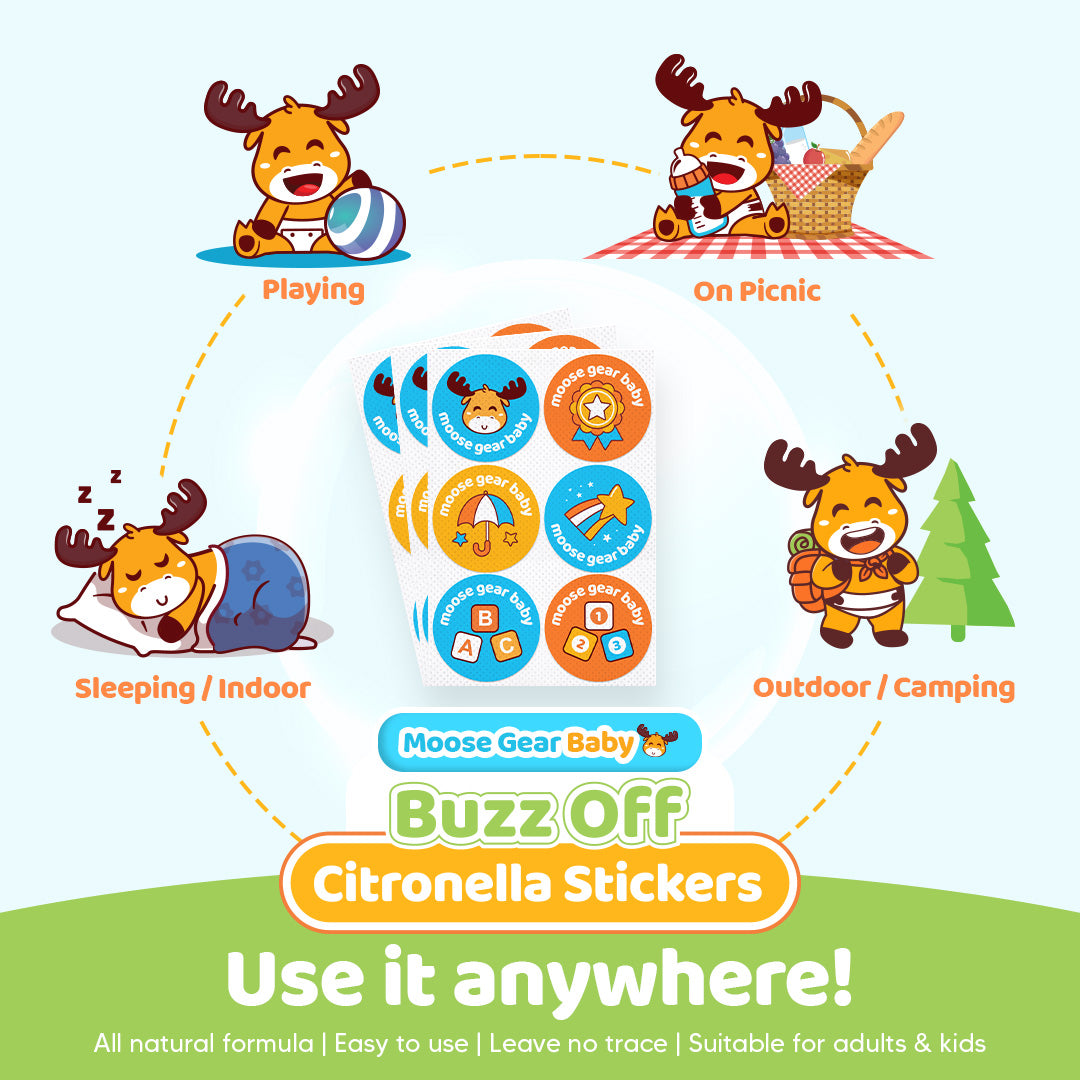 Moose Gear Baby Buzz off Citronella Stickers