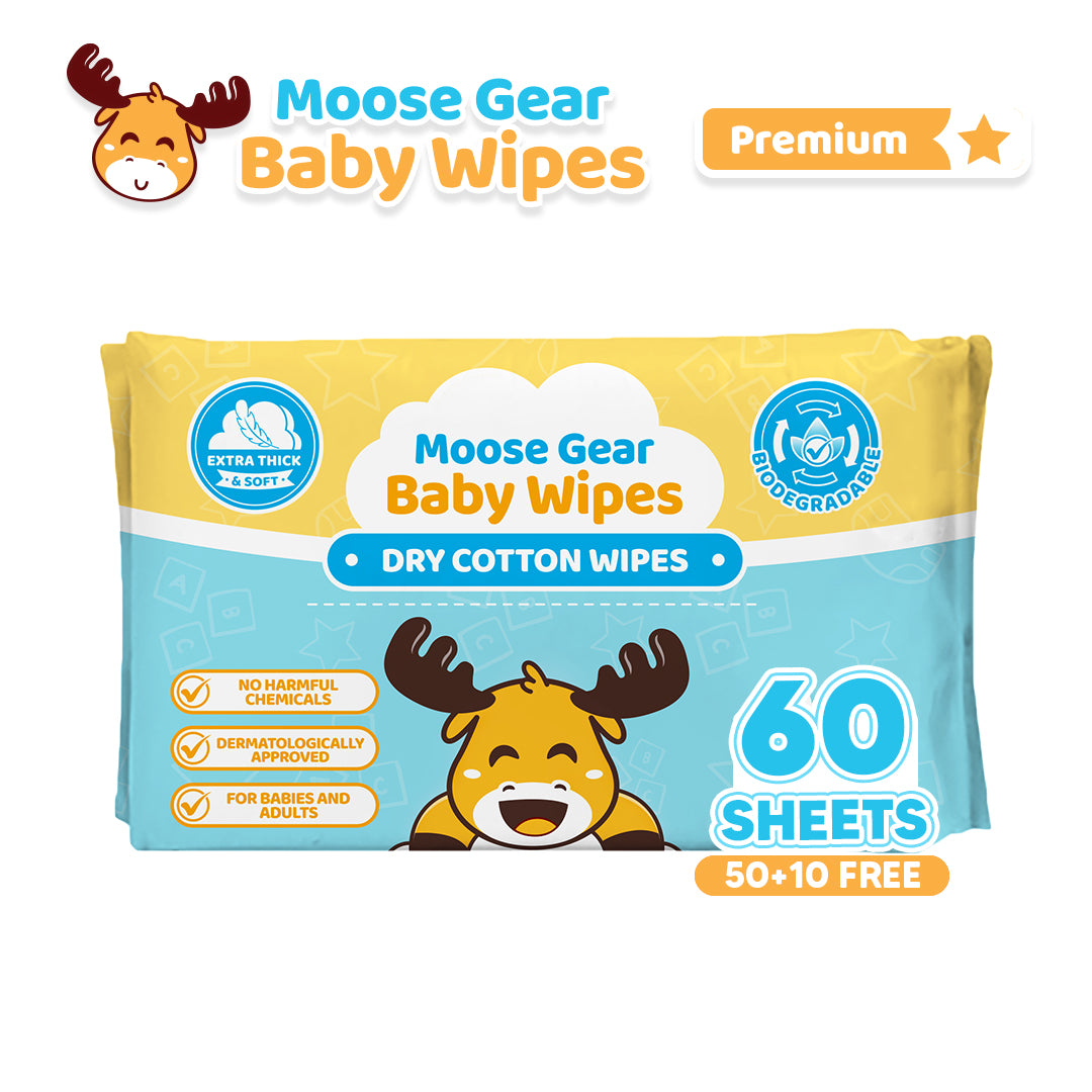 Moose Gear Baby Dry Cotton Cleansing Wipes