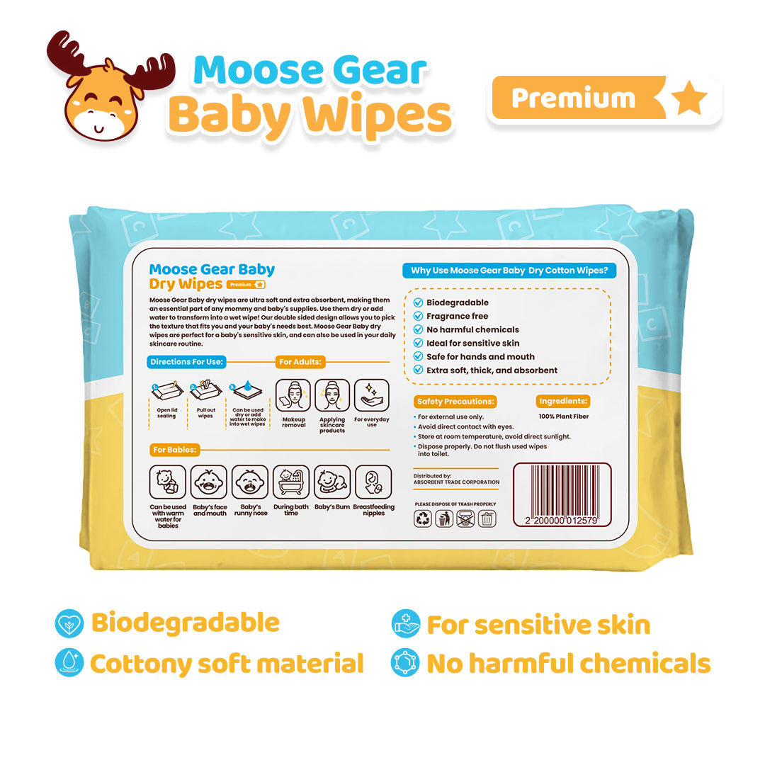 Moose Gear Baby Dry Cotton Cleansing Wipes