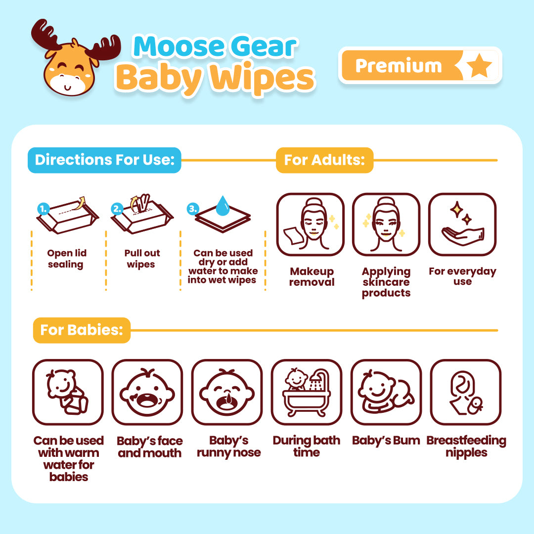 Moose Gear Baby Dry Cotton Cleansing Wipes