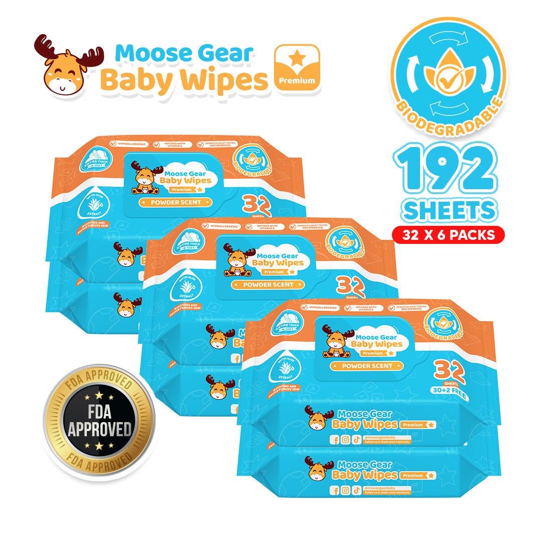Moose Gear Baby Powder Scent Baby Wipes