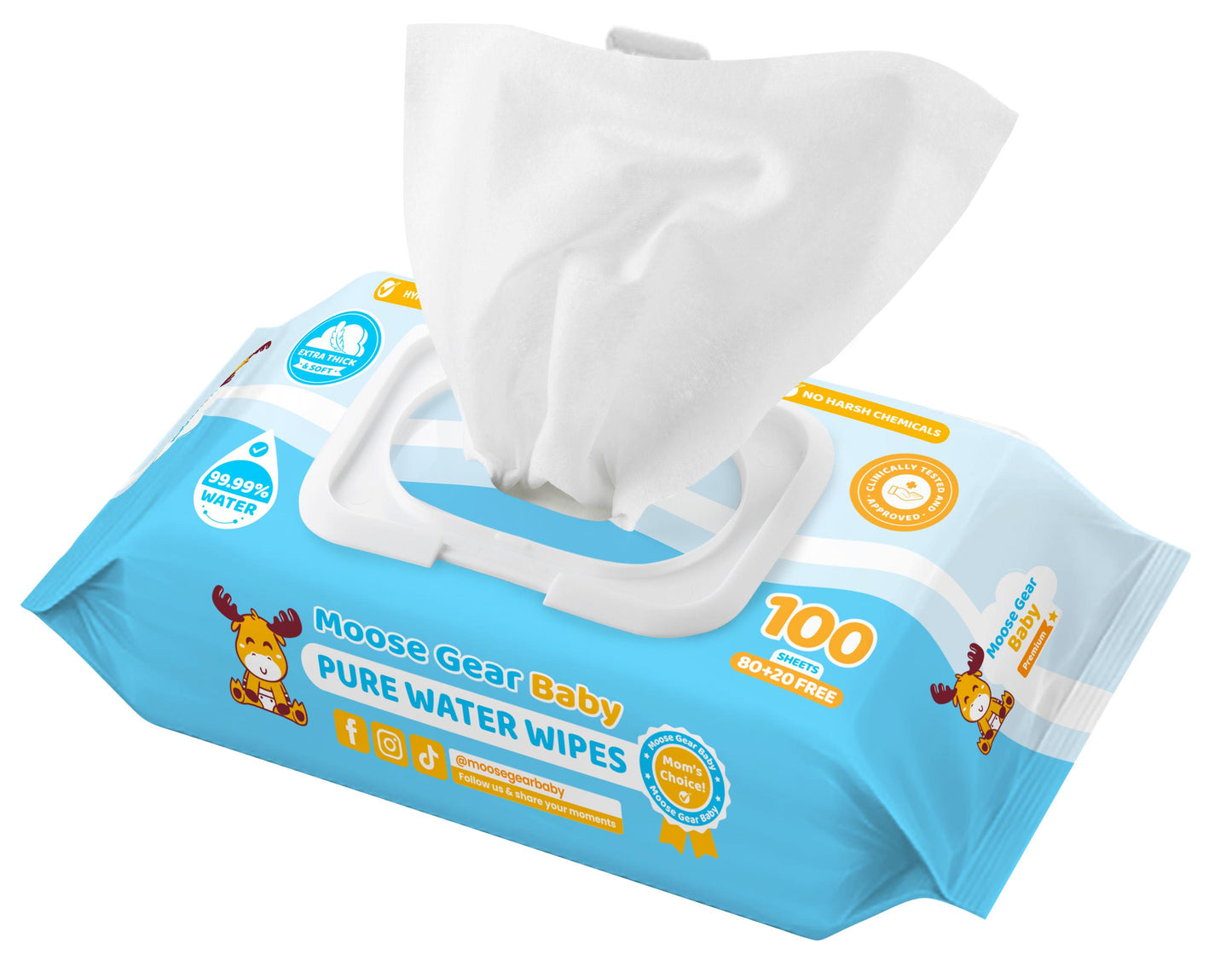 Moose Gear Baby Pure Water Wipes