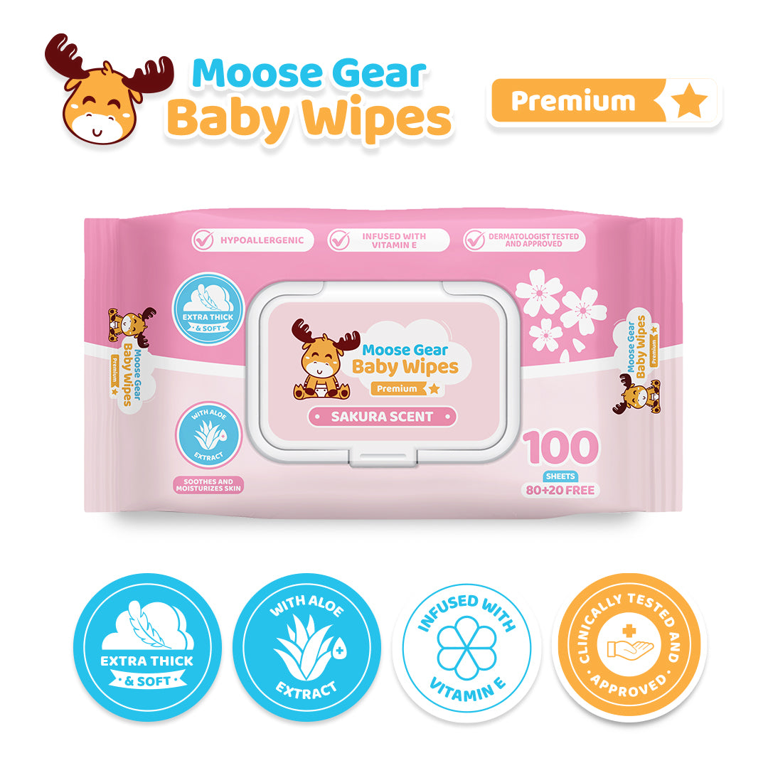 Moose Gear Baby Sakura Scent Baby Wipes