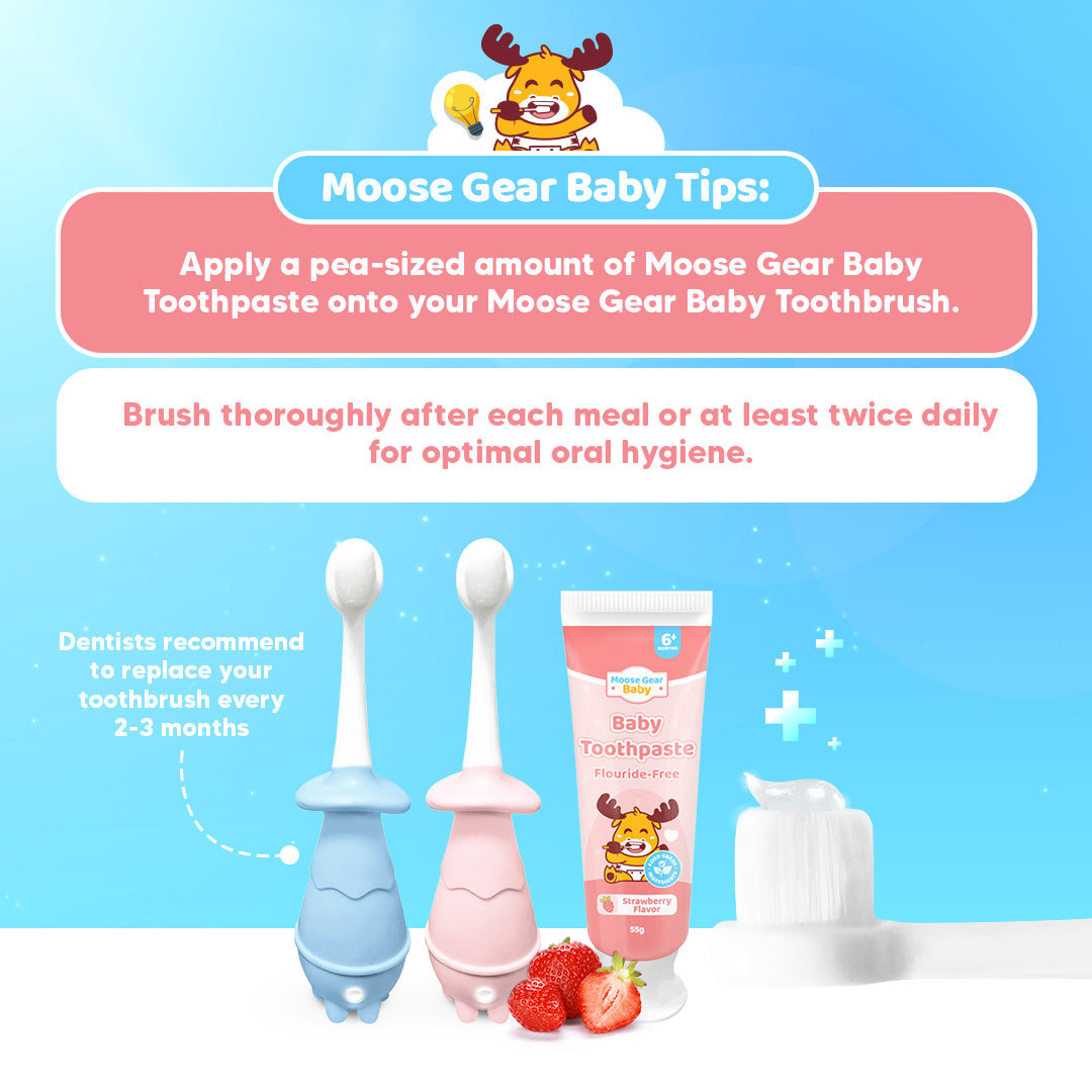 Moose Gear Baby Toothbrush Pink & Blue