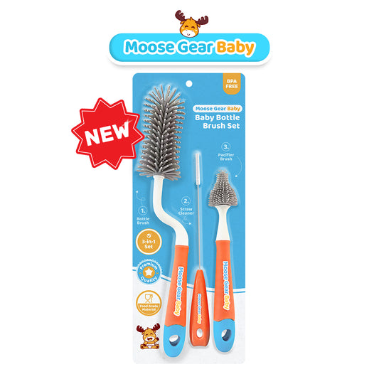 Moose Gear Baby 3-in-1 Silicone Baby Bottle Brush