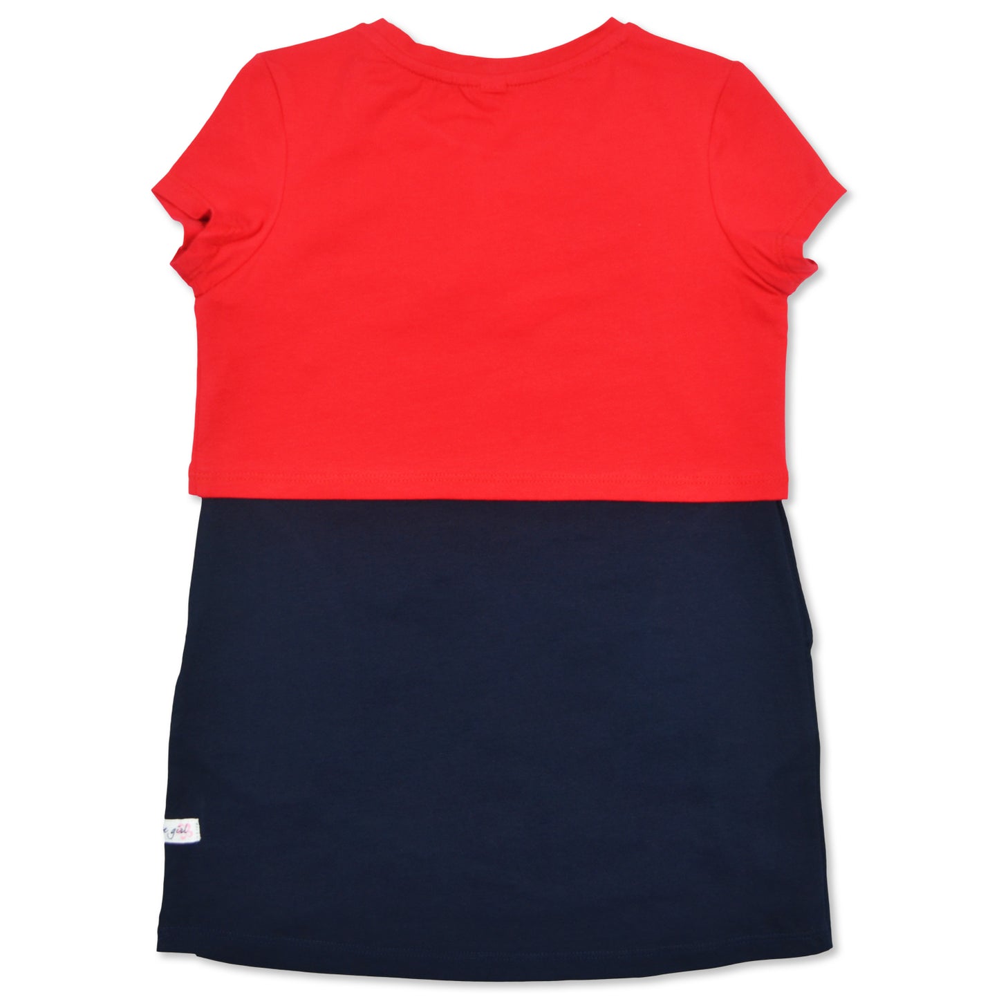 Navy Blue Strappy Dress with Red Outer Crop Top Blouse set (GDSS- 2652)