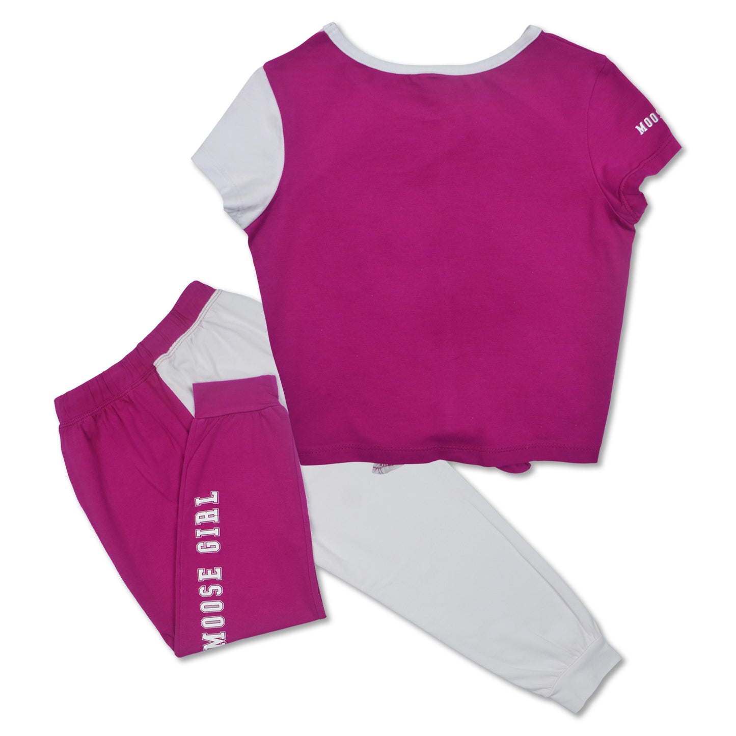 Red Violet & White Mid Crop Blouse With Jogger Pants Set (GJGS- 2560)