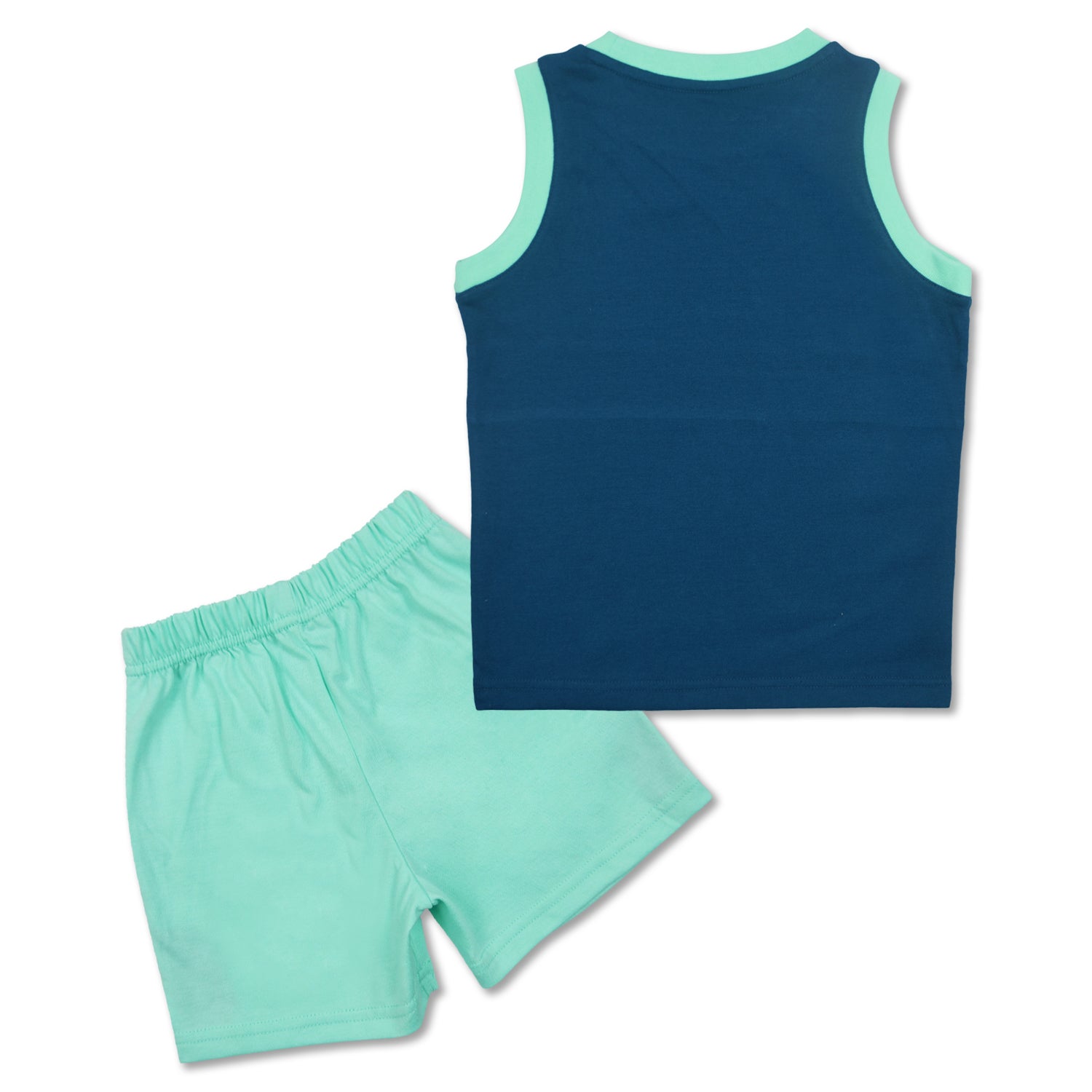 Majolica Blue Combi Muscle Shirt with Mint Green Short Set (MSS- 12941 ...