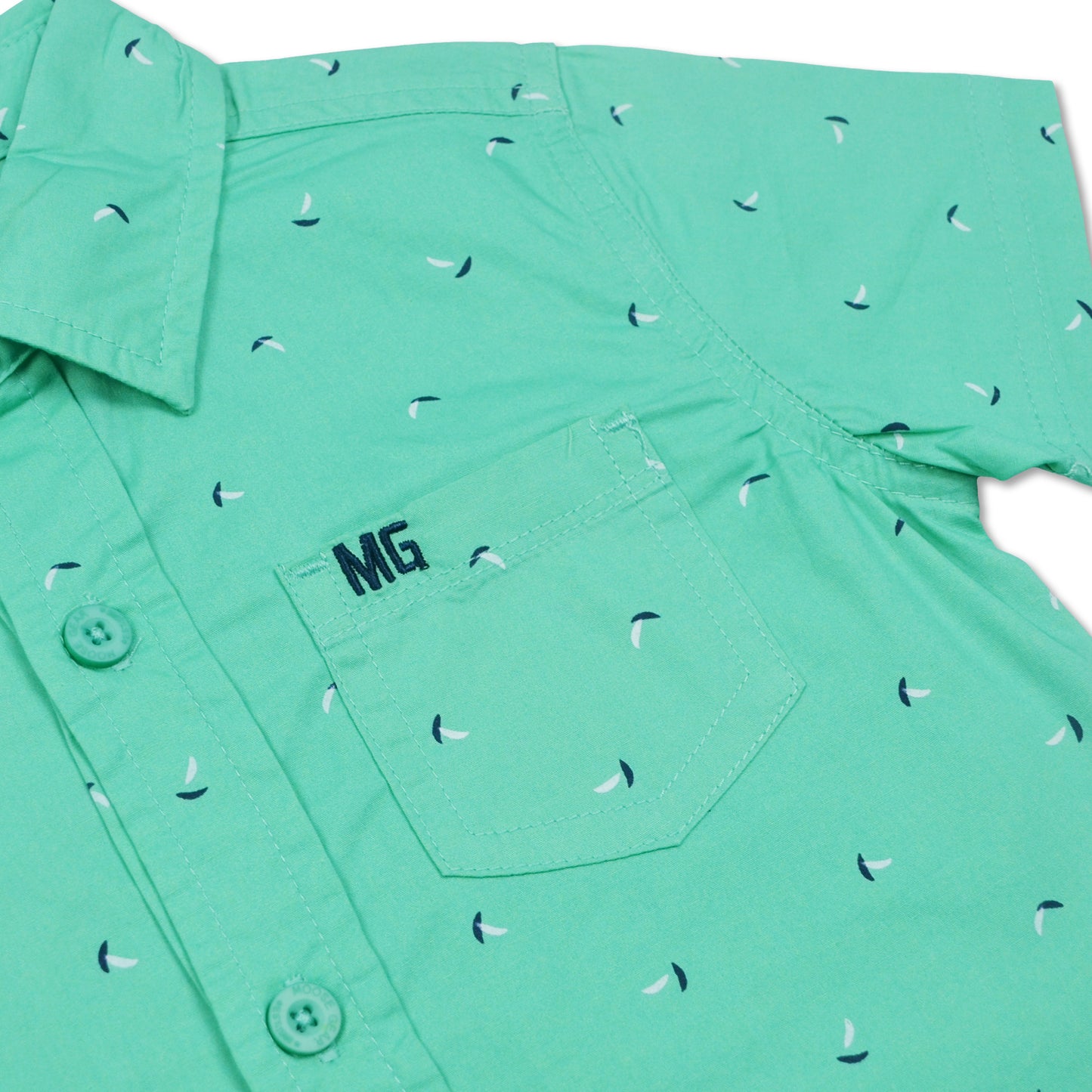 Lucite Green Polo With All Over Print & Embro Details (PL-A 13195)