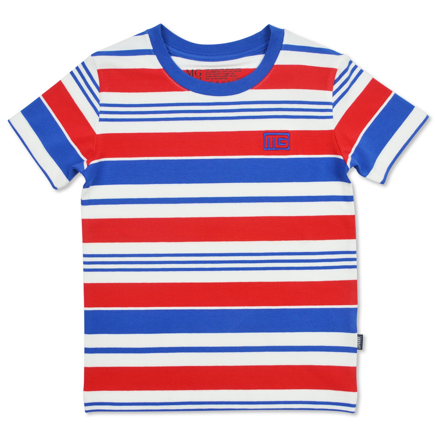 Poppy Red Combi Striped T-Shirt with Embro details (TS-S 12572)