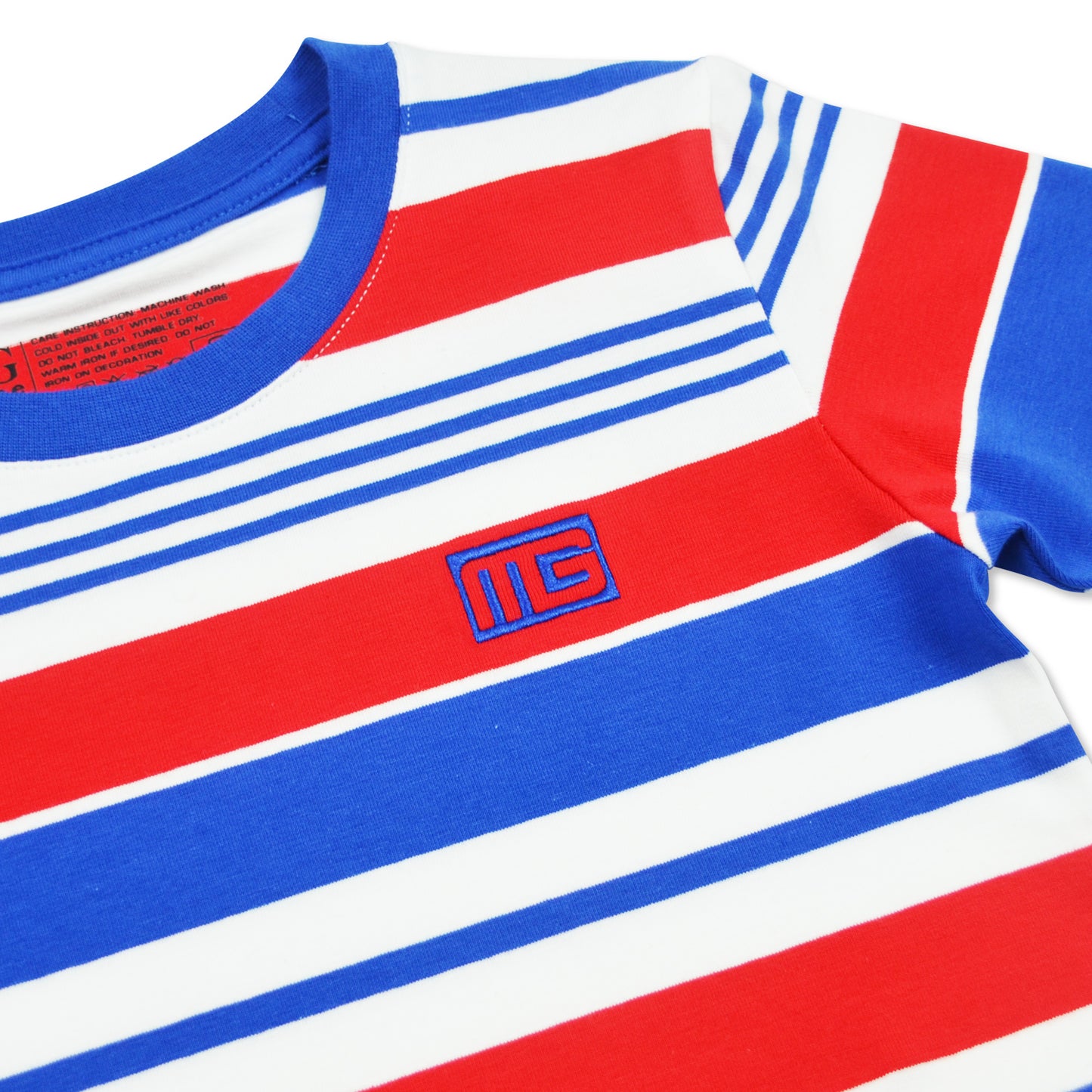 Poppy Red Combi Striped T-Shirt with Embro details (TS-S 12572)