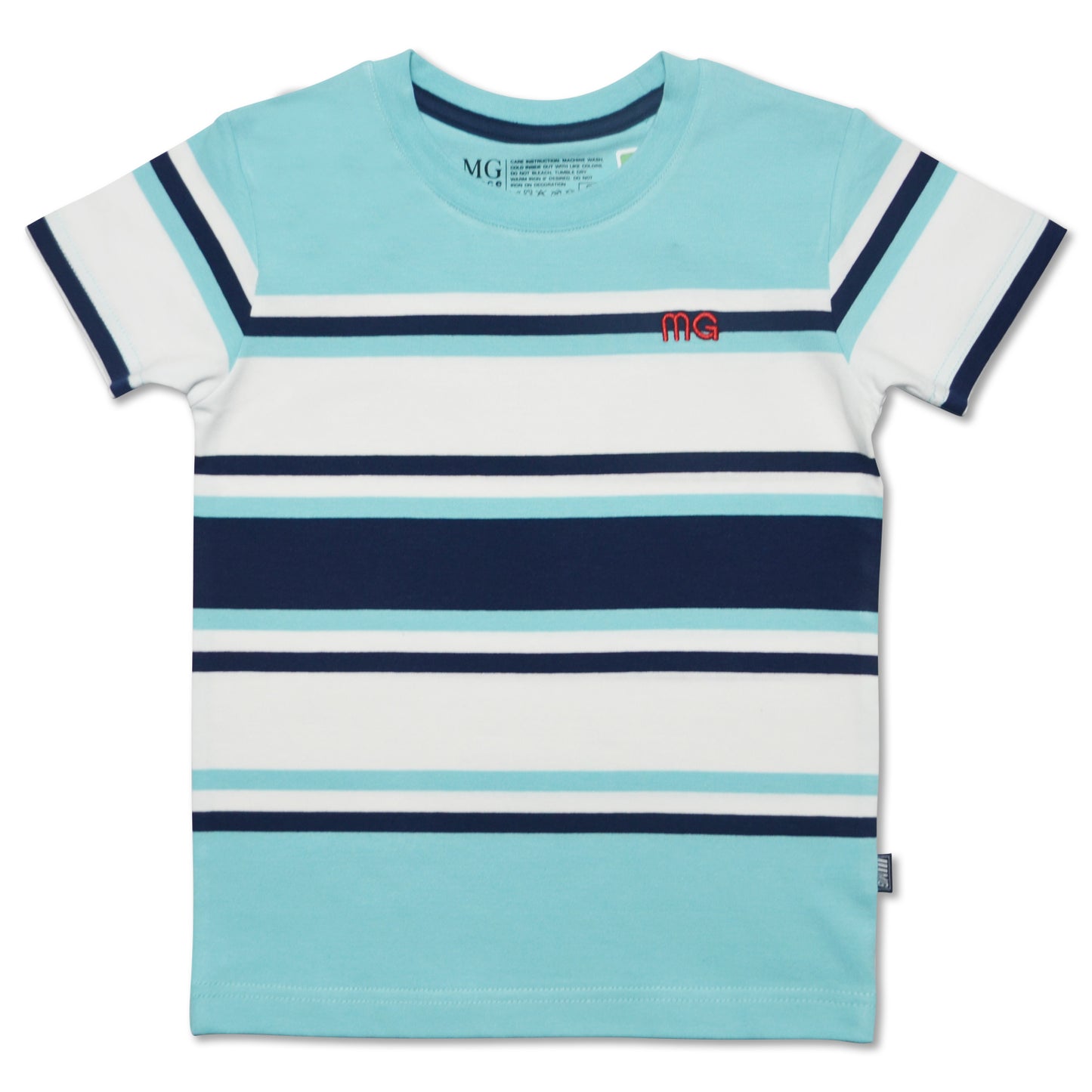 Light Blue Combi Striped T-Shirt With Embro Details (TS-S 12839)