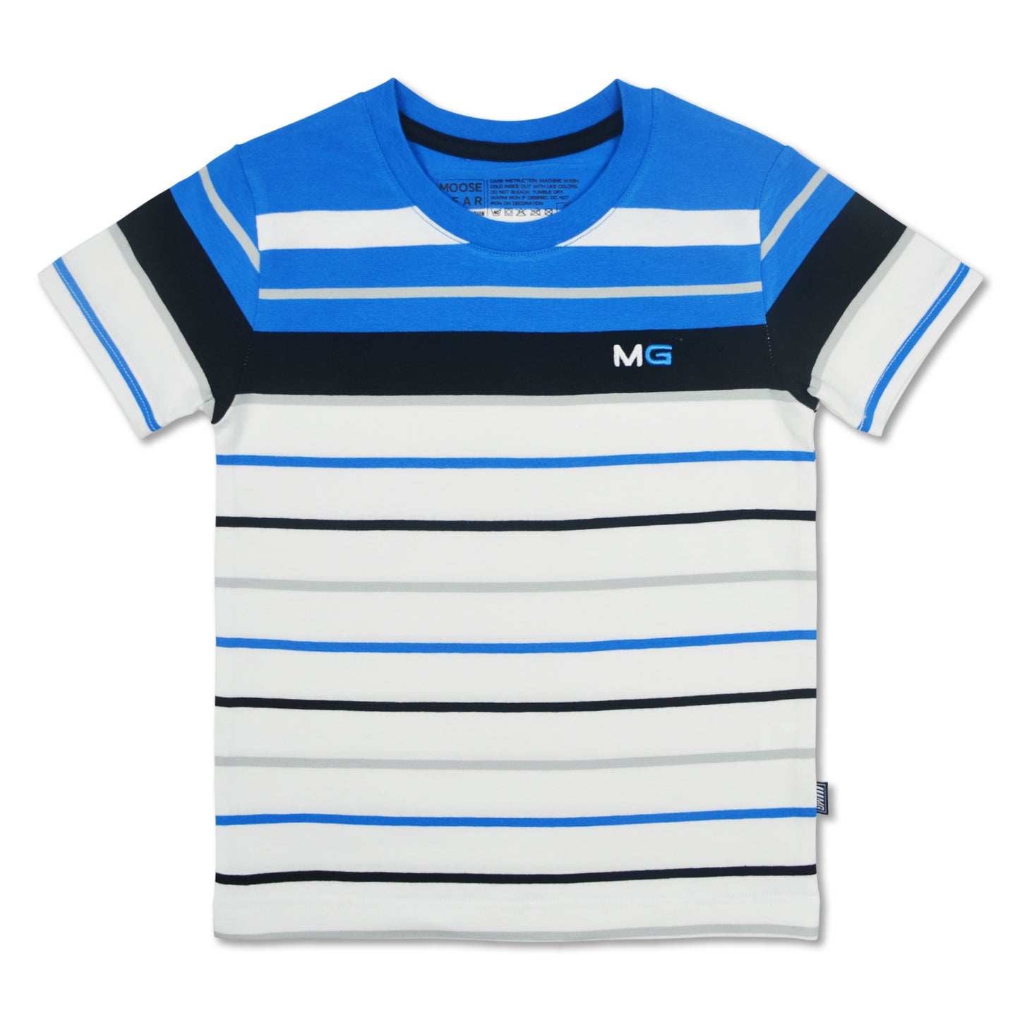 French Blue Combi Striped T-Shirt With Embro Details (TS-S 13348)