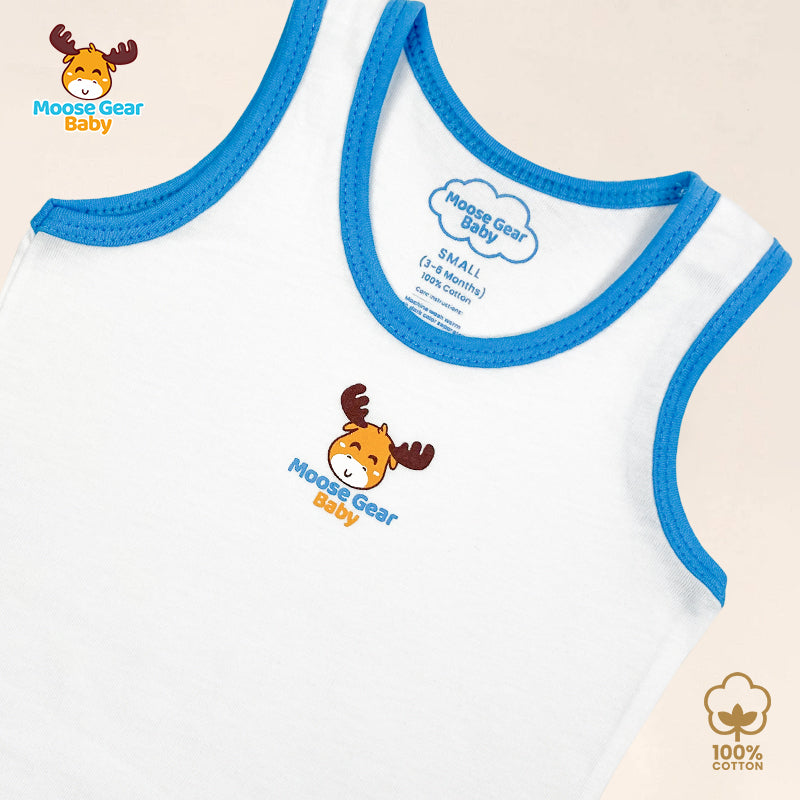 Blue & White 3 Pcs Sando Tank Set (MGB0022)