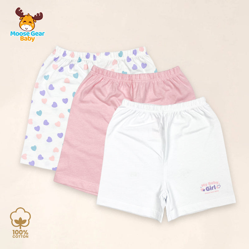 3 Pcs Diaper Shorts Set (Pink/White) (MGB0020)