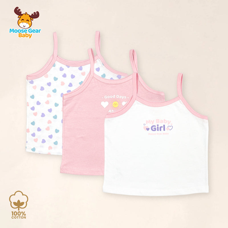 3 Pcs Strappy Sando Tank Set (Pink/White) (MGB0017)