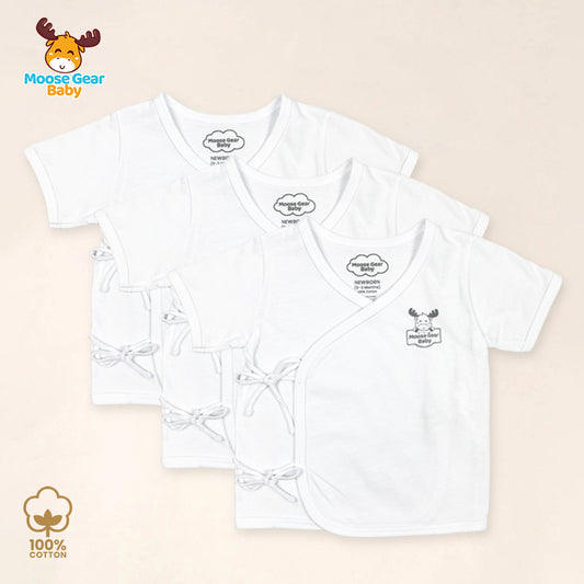 3 Pcs Short Sleeve Tie-Side (White) (MGB0007)