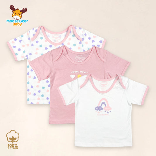 3 Pcs Short Sleeve T Shirt Set (Pink/White) (MGB0018)