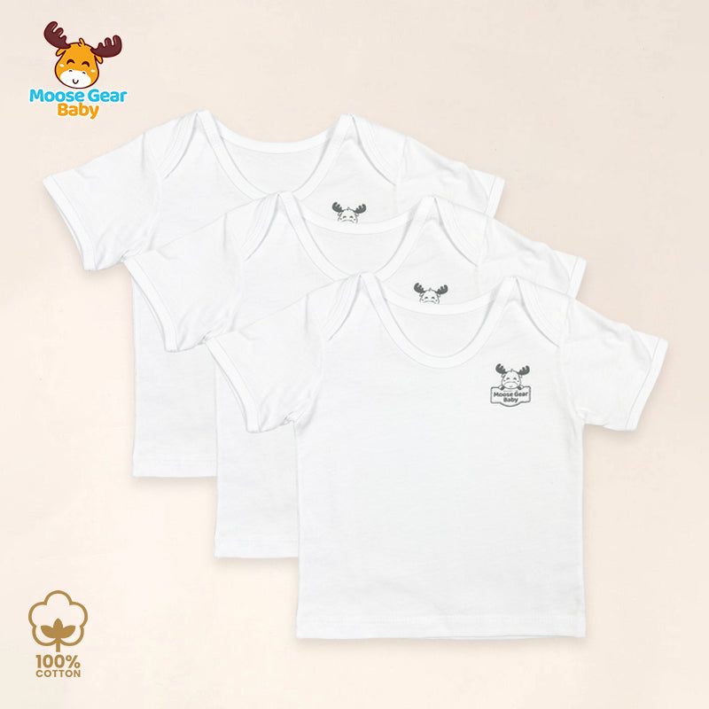 3 Pcs Short Sleeve T Shirt (White) (MGB0009)