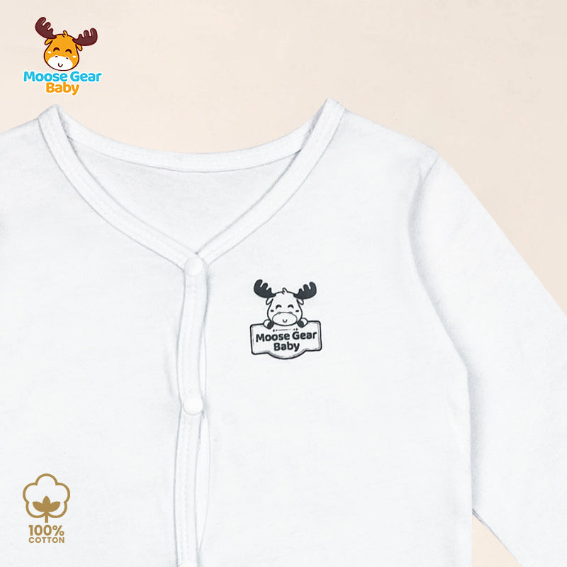 Long Sleeve Sleeper Sleep Suit Romper (White) (MGB0026)