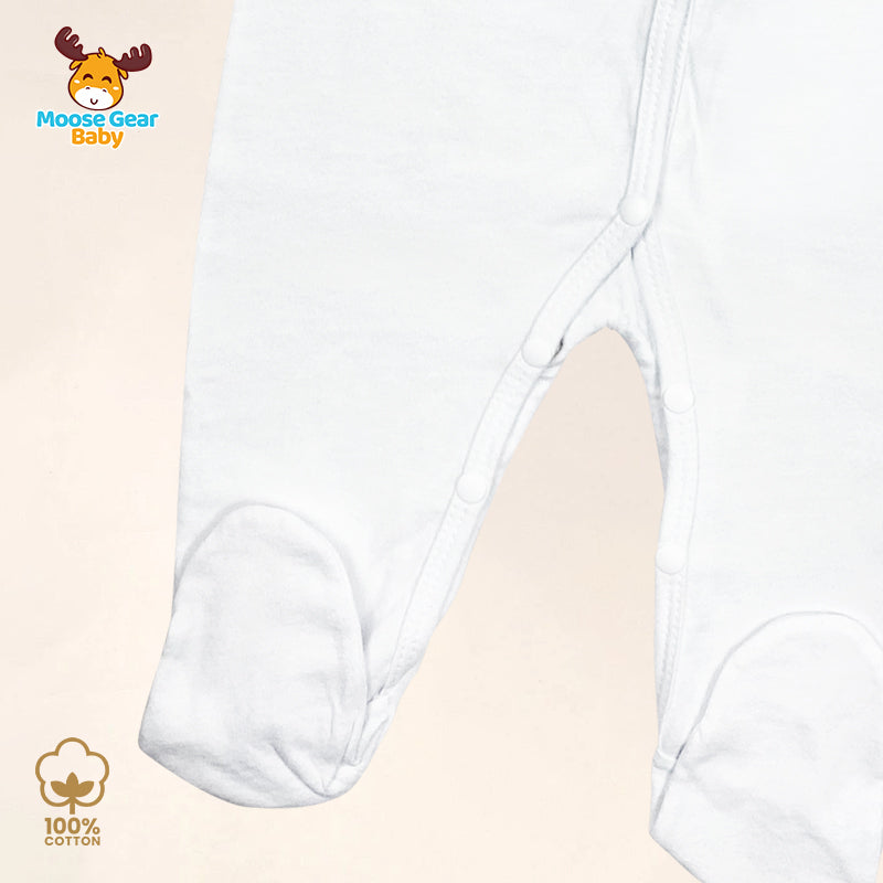 Long Sleeve Sleeper Sleep Suit Romper (White) (MGB0026)